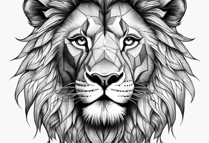 Lion face, half geometry tattoo idea