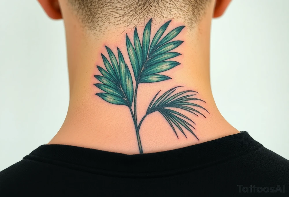realistic large woven palm leaves tattoo idea