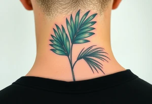 realistic large woven palm leaves tattoo idea