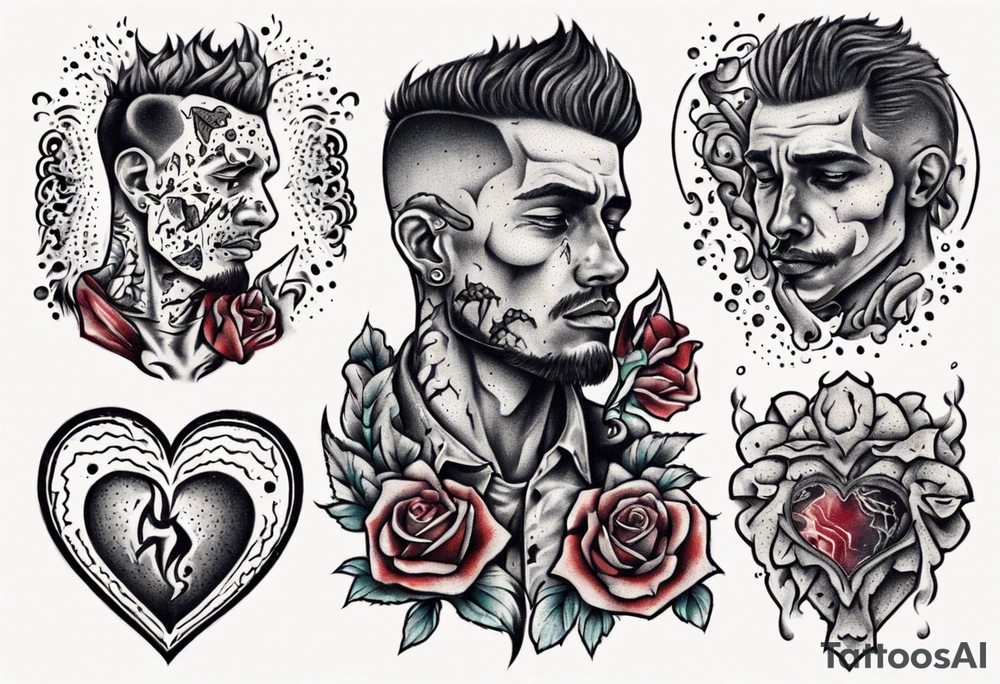 heartbroken man closeup tattoo idea