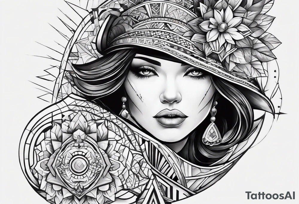 geometrical pattern middle object tattoo idea