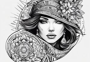 geometrical pattern middle object tattoo idea