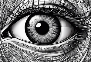 Eye ball up close with dead people in the rection tattoo idea