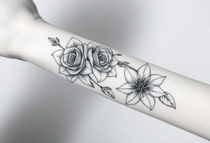roses and lilies tattoo idea