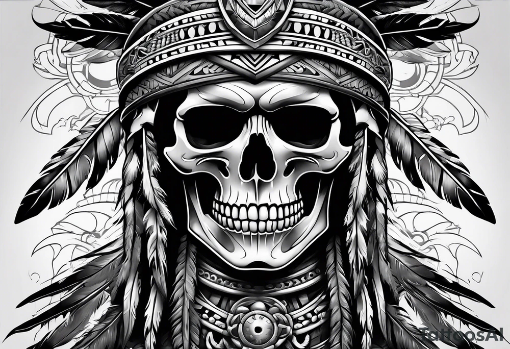 Native american biker skeleton tattoo idea