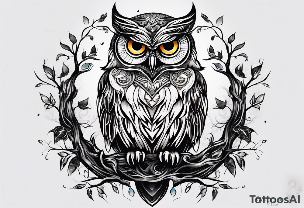 owl tree tattoo idea