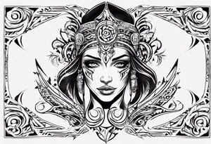 Female tattoo which will wrap around ankle horizontally which is larger in the centre tattoo idea