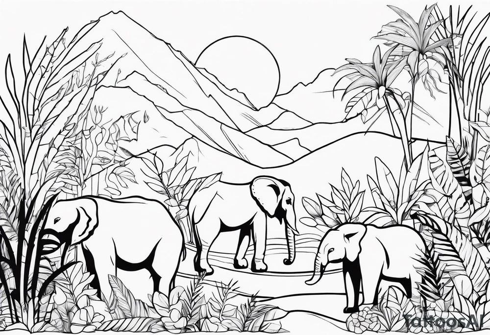JUNGLE WITH ANIMALS tattoo idea