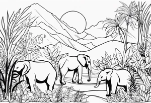 JUNGLE WITH ANIMALS tattoo idea