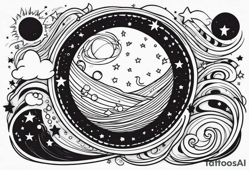 moon, stars, planets tattoo idea