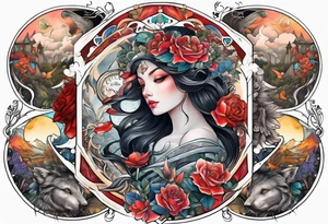 High fantasy story book collage sleeve tattoo tattoo idea