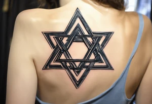 Integrate a Star of David into a shoulder blade piece with כאב הוא כוח. להשתמש בו כדי לעזור לרפא את העולם added tattoo idea