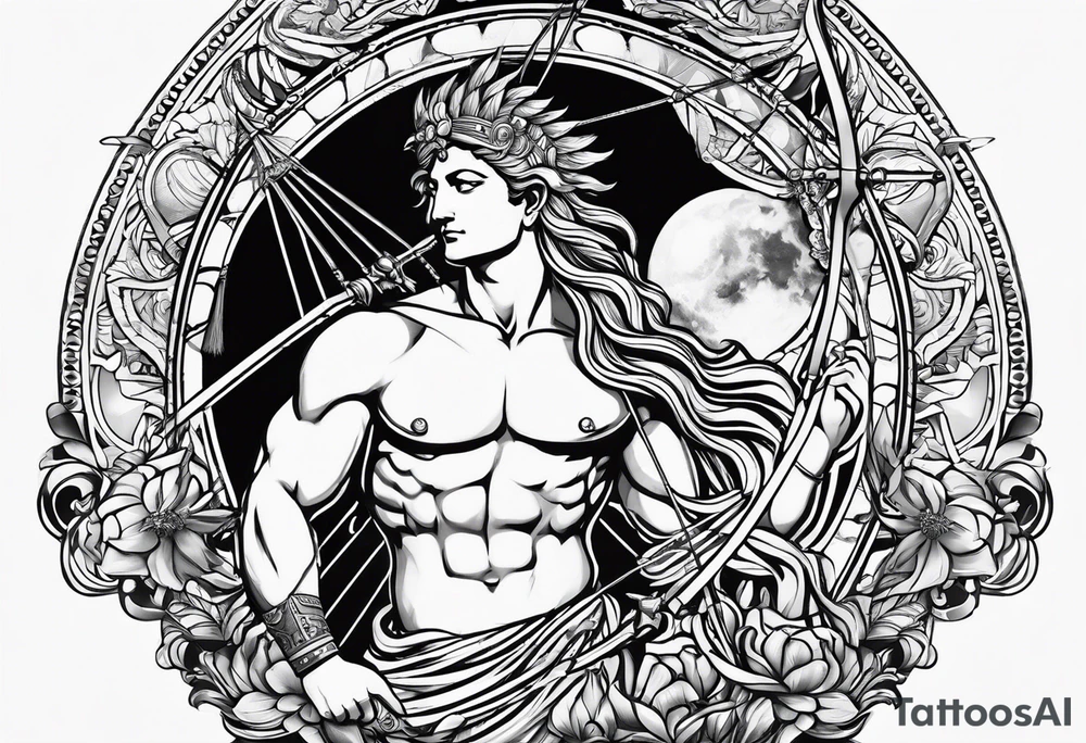 apollo
god of the sun 
with his bow tattoo idea