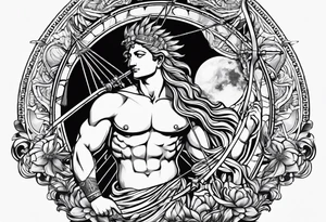 apollo
god of the sun 
with his bow tattoo idea