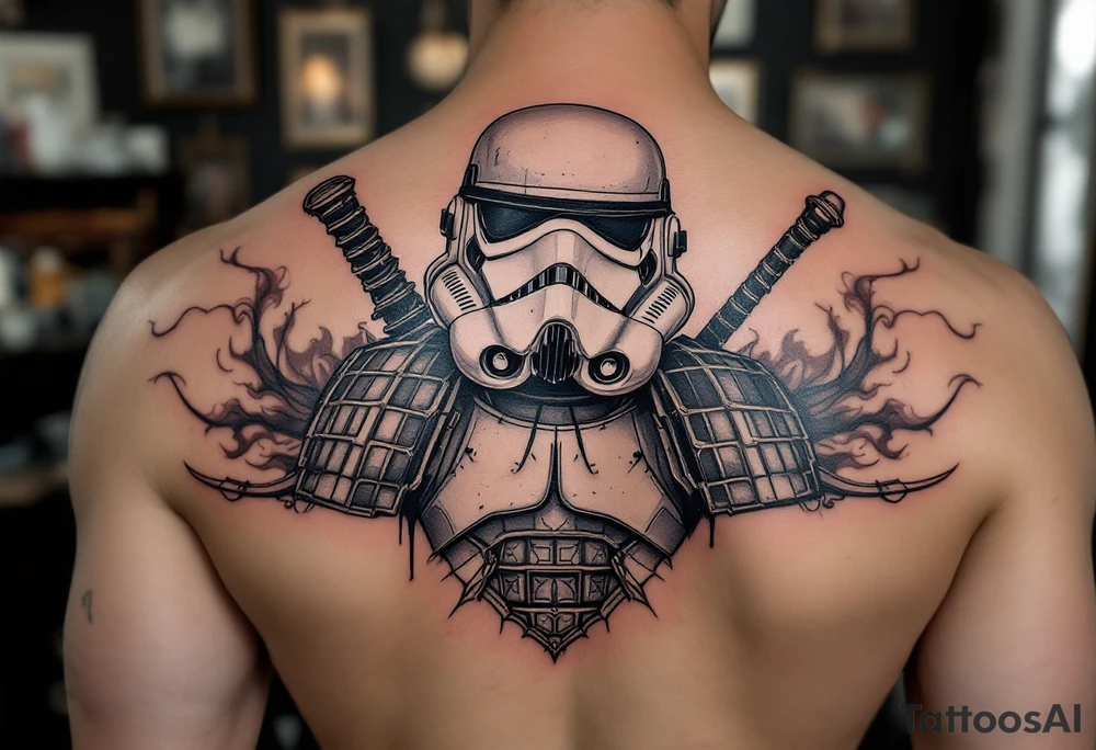 Storm trooper in samurai armor tattoo idea