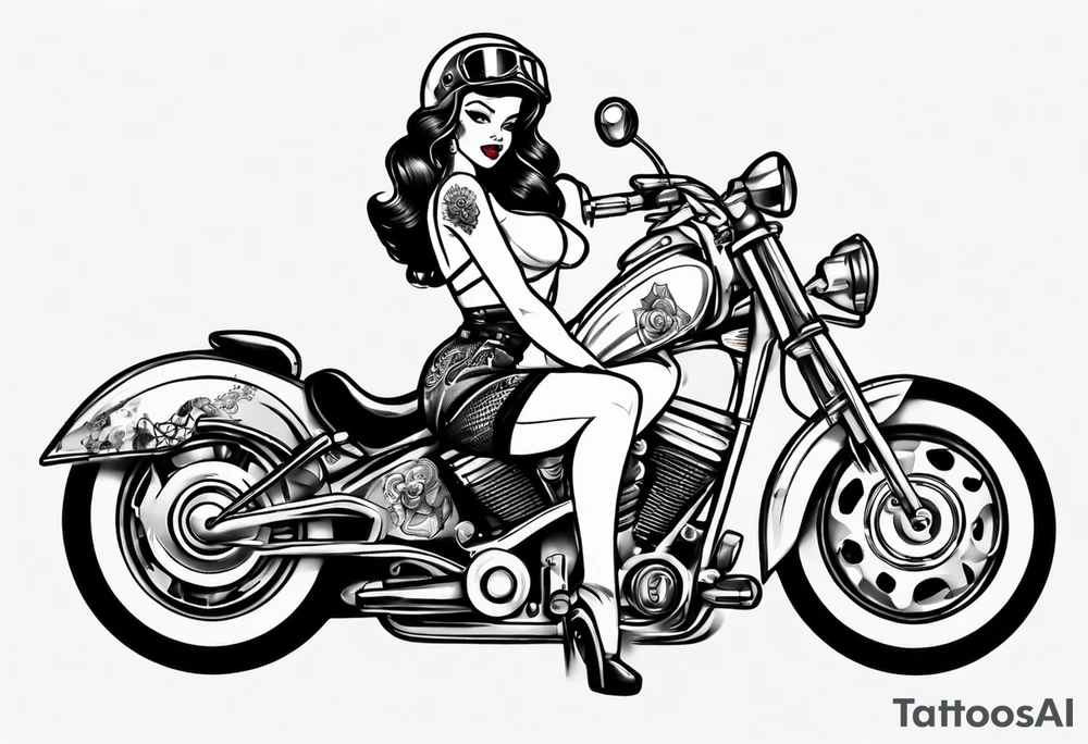Pinup doll on motorcycle tattoo idea