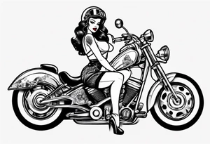 Pinup doll on motorcycle tattoo idea