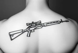 Rifle with the last name ochoa inside of it tattoo idea