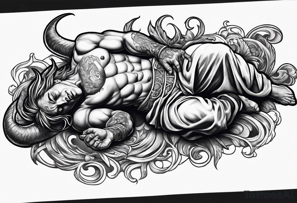 Satan laying down on his back tattoo idea