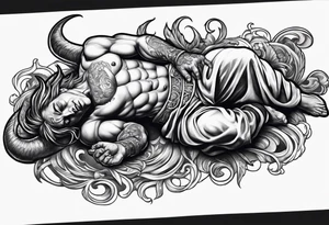 Satan laying down on his back tattoo idea
