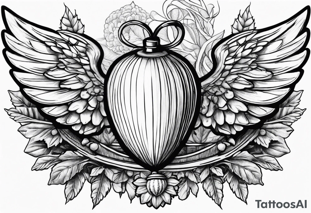 Acorn with angel wings tattoo idea