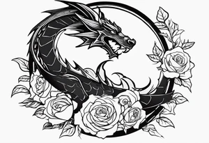 Dragon of roses urrounding the letter D tattoo idea