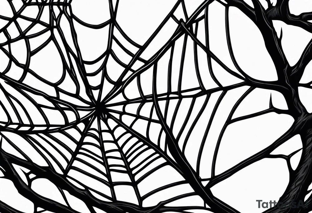 spiderwebs and dead trees tattoo idea