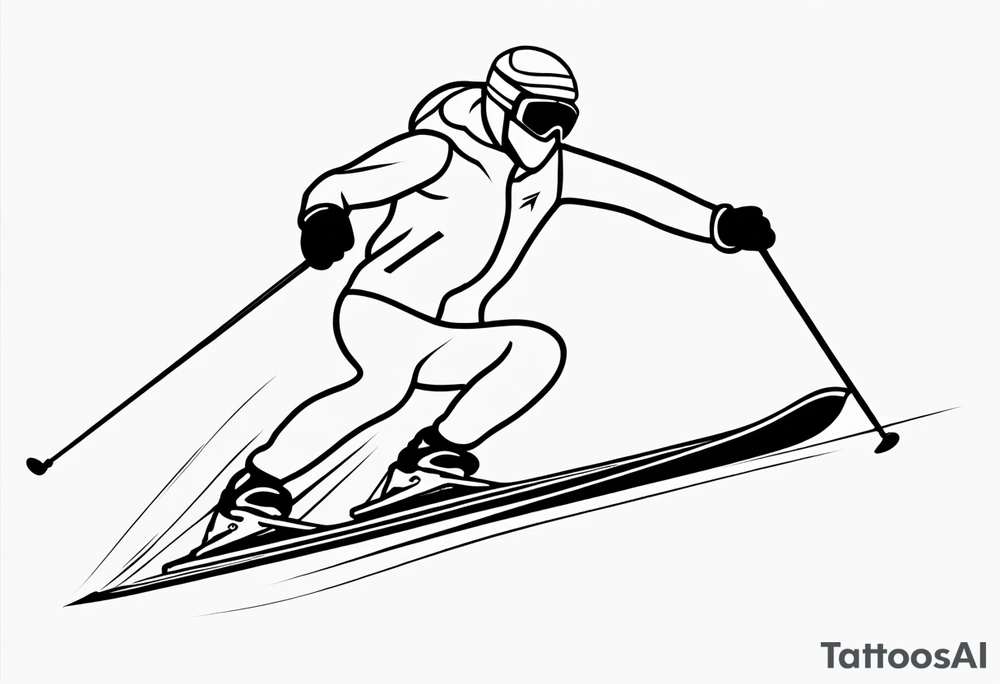 Skier in motion, single line tattoo idea