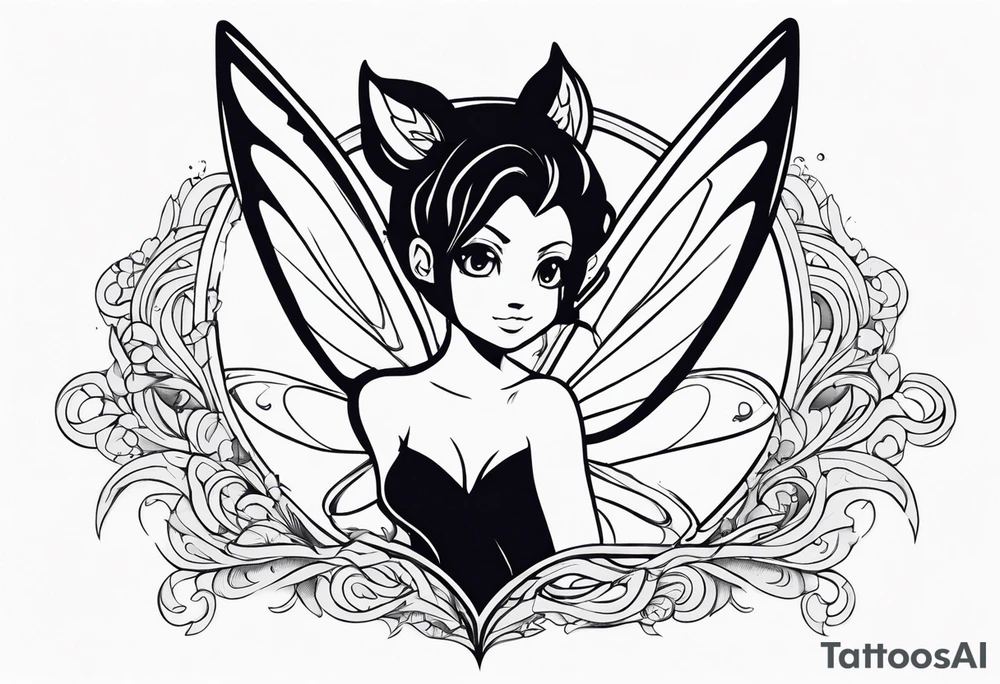 A fairy with a tail inspired by the logo of the show called Fairy Tail tattoo idea