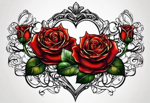 the red rose queen's golden crown with a heart tattoo idea
