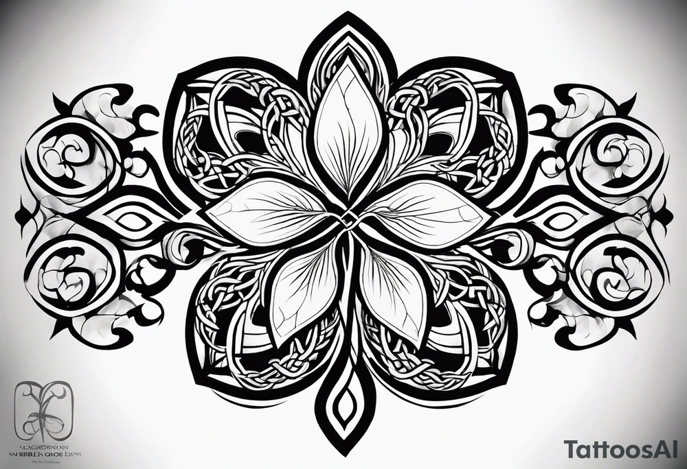 four leaf clover shaped tattoo with trinity celtic knot inside leaf tattoo idea