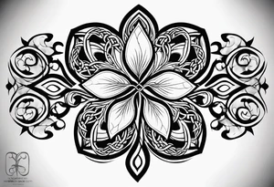 four leaf clover shaped tattoo with trinity celtic knot inside leaf tattoo idea