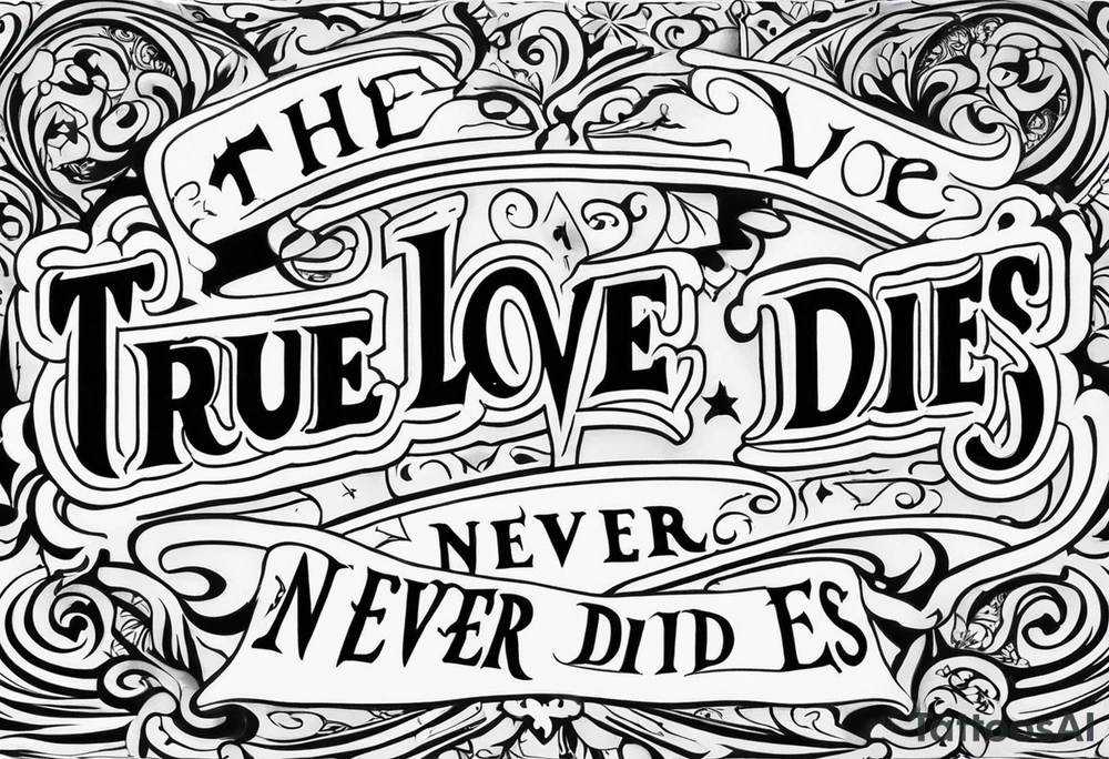 True love never dies old.english tattoo idea