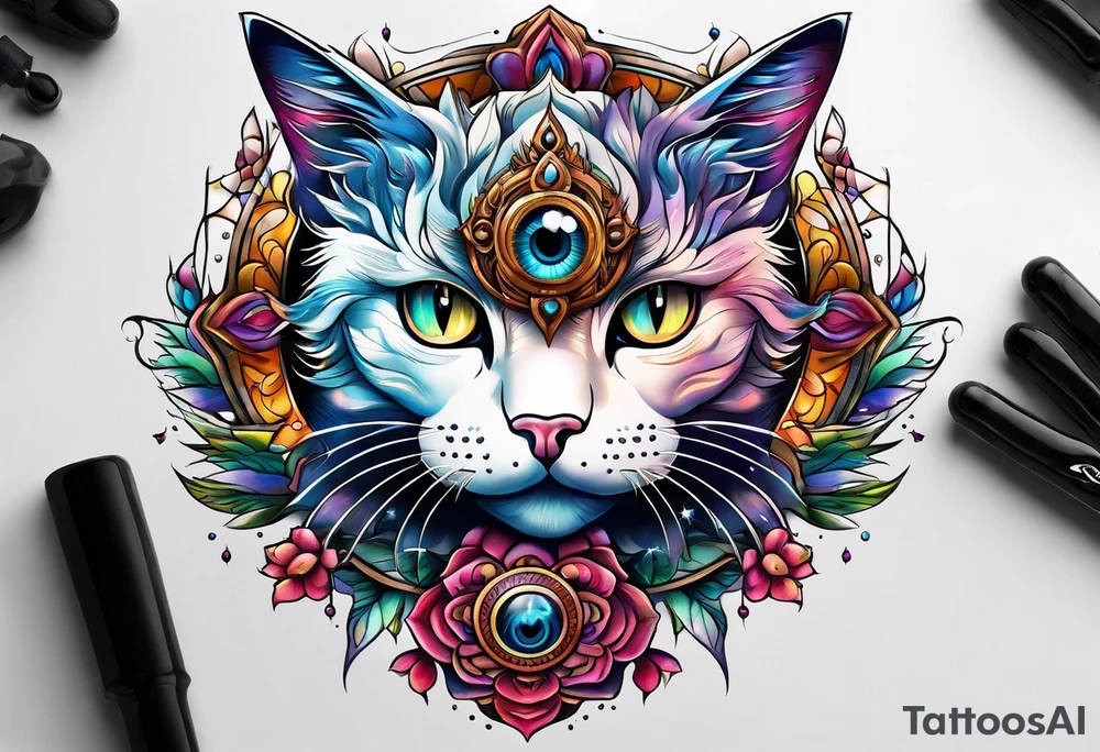 Third eye cat tattoo idea