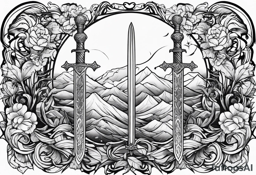 Thin sword tattoo idea