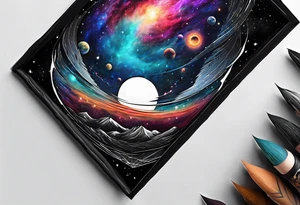 Galaxy going into black hole tattoo idea