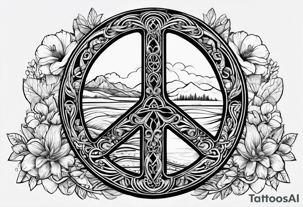 Peace sign with river 
Peace like a river. It is well tattoo idea