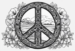 Peace sign with river 
Peace like a river. It is well tattoo idea