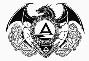Valhalla valknut shield sword dragon axe barbed wire tattoo idea