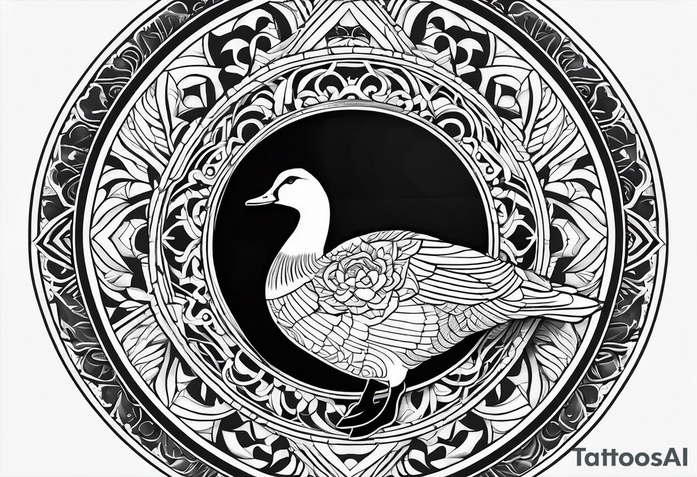 mandala background with canadian goose in the front tattoo idea