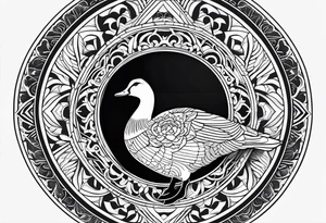 mandala background with canadian goose in the front tattoo idea