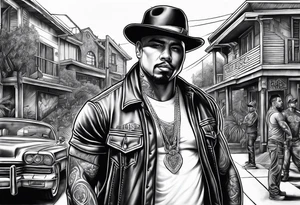 Chicano style scenary
city gangster tattoo idea