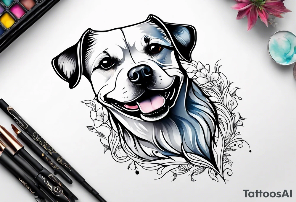 Outline of small dog tattoo idea