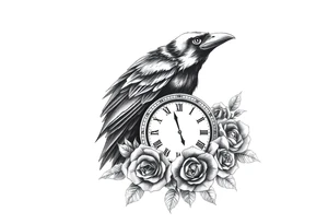 raven,roses,clock. tattoo idea