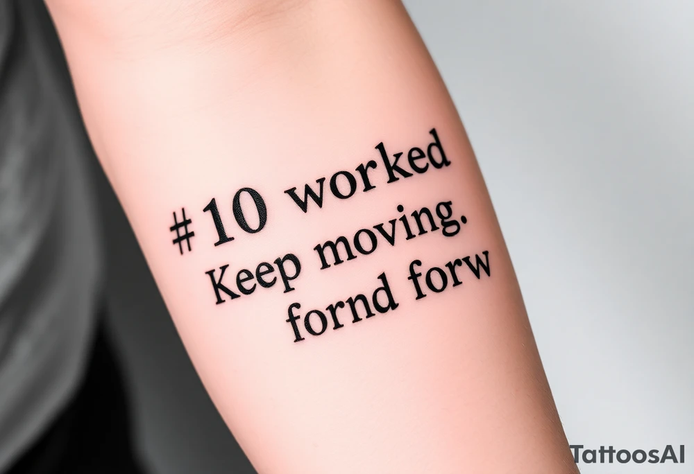 “#10 worked. Keep moving forward” tattoo idea