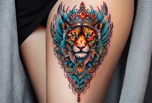 Full leg tattoo from hip to foot, straight drawing tattoo idea
