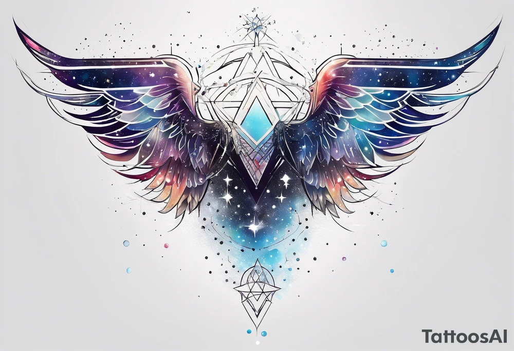 Constellation, wing , snow , géométric tattoo idea