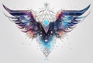 Constellation, wing , snow , géométric tattoo idea