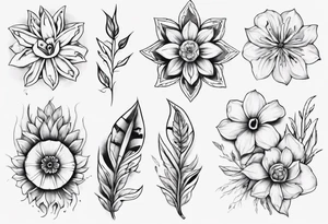 indigenous flowers thigh piece tattoo idea