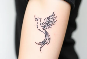 Fine line Phoenix bird tattoo idea